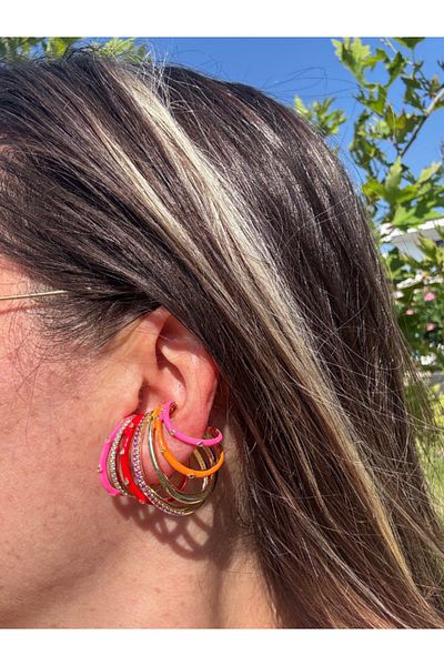 bijuxbymrv Special Series Stone Red Pink Orange Earrings Earcuff
