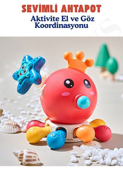 kosetoys Cute Octopus Multifunctional Baby Toy Red