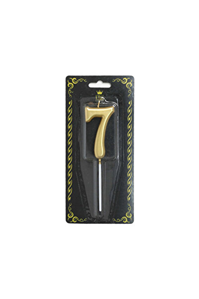 KUT FLY 4 قطع شموع على شكل رقم 7 ذهبية اللون