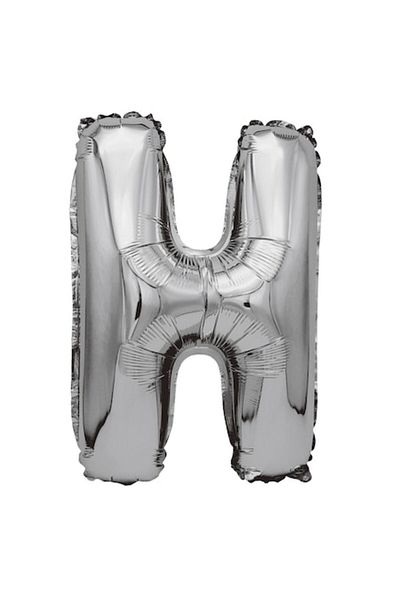 Balon made of silver metallic foil, Mirific Party, Letter H, 80 cm, Silver