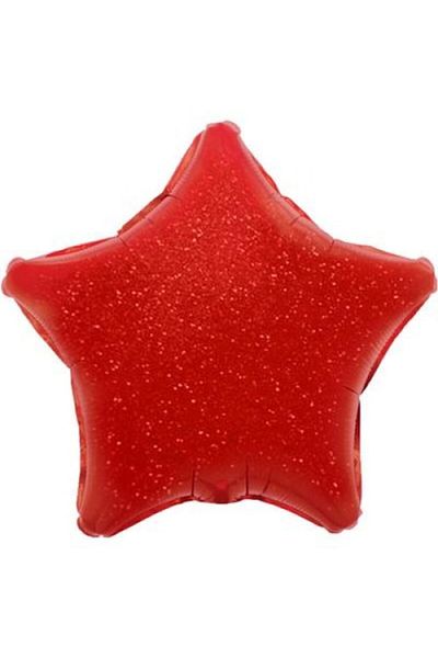 OEM Star-shaped balloon with holographic effect, 55 cm, red