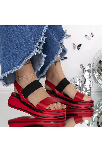 mei Women's Platform Sandals 3GZ75 Red | Mei