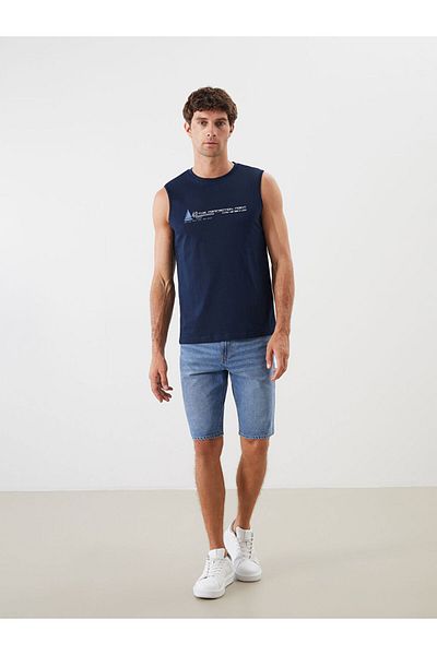 LC Waikiki Ανδρικό αμάνικο μπλουζάκι με στάμπα New Season Crew Neck - S5QL03Z8