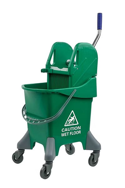 AKC Mop Bucket & Deluxe Down-Press Wringer - 360-Degree Rotating Swivel Wheels 20 Liters - Green