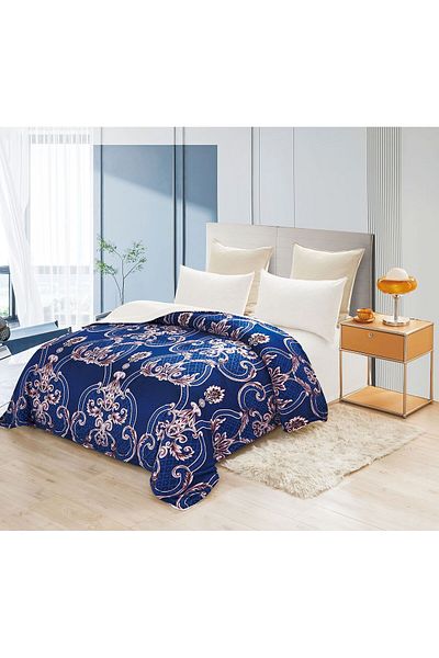 FIONNA.RO Cocolino Blanket With Fur - Royal Blue