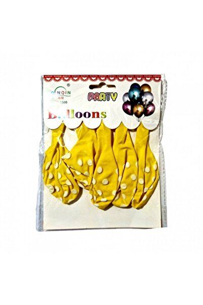 OEM Set 5 latex balloons, 35 cm, yellow with white dots