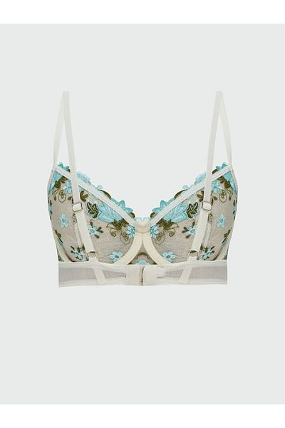 LC Waikiki Blue Underwire Non-Padded Floral Fancy T-Shirt Bra