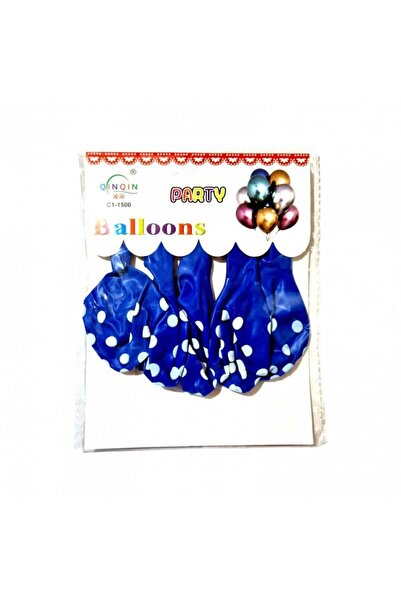 OEM Set 5 baloane latex, 35 cm, albastre cu buline albe