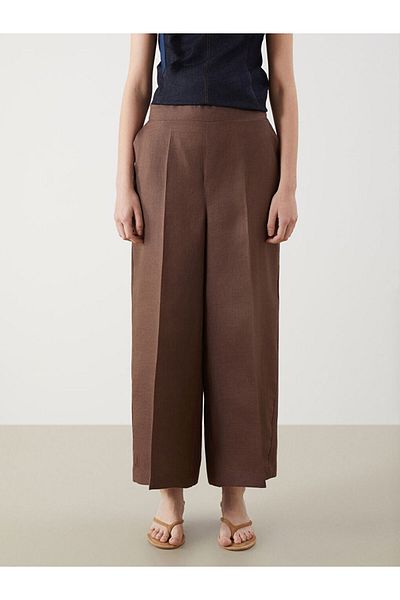 LC Waikiki New Season Elastic Waist 0 Linen Women's Trousers - S5R207Z8