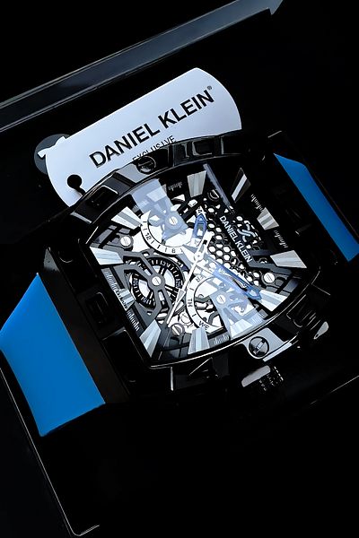 Daniel Klein Exclusive Rectangle Men Wristwatch Waterproof Blue Color Silicone Cord Gift Wristband Dke2139C3