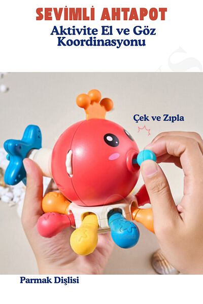 kosetoys Cute Octopus Multifunctional Baby Toy Red