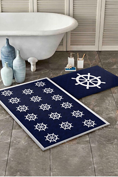 DERAS HOME 2'li Yıkanabilir Kaymaz Taban Banyo Paspası 60*100 Cm - 40*60 Cm