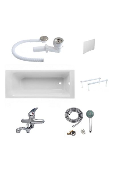 TEMPOLINE Pachet Cada Acril 140x70 - Masca Frontala,Laterala,Cadru Met, Sifon Evacuare si Baterie cada dus