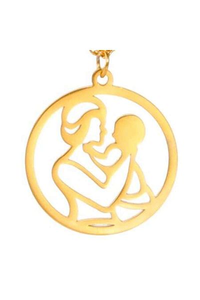 dalimag Mother and Child Necklace, Stainless Steel, Transparent and Pendant, 45 cm, Gold