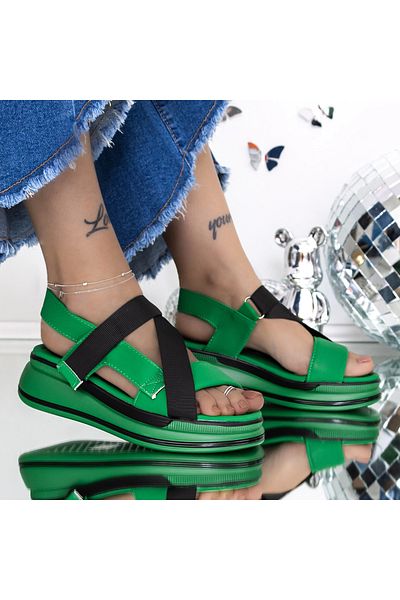 mei Sandale Dama cu Platforma 3GZ65 Verde | Mei