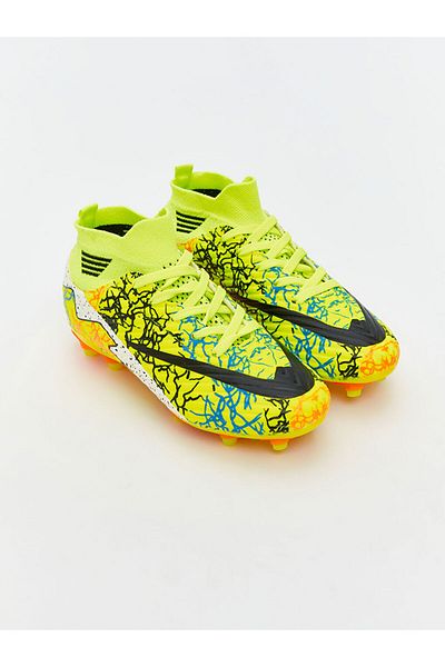LC Waikiki Neon Yellow Lace-Up Boys' Football Boots