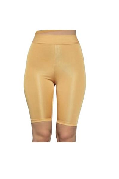pamuklu - High-waisted short leggings for Fitness/Casual - Yellow