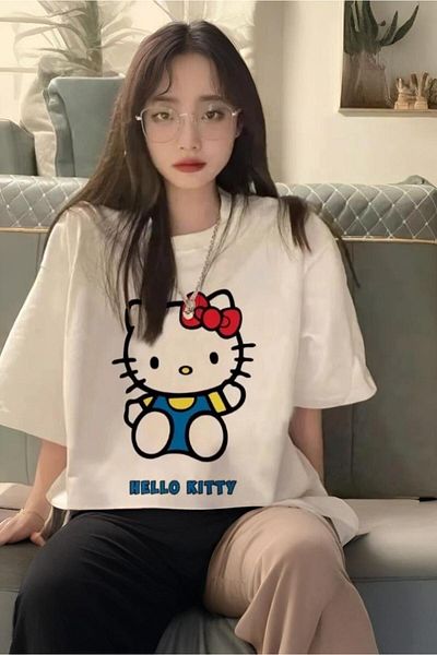 Köstebek Λευκό μπλουζάκι Unisex Cutie Hello Kitty