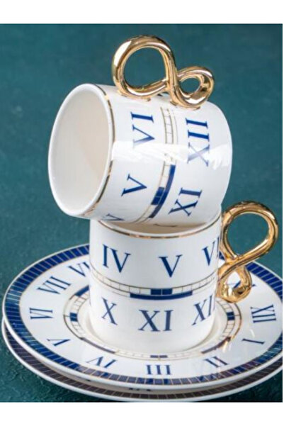 ACAR Roma Rakamlı Saatli Fincan Takımı