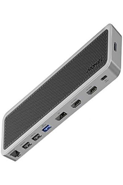 Promate موزع USB-C، موزع متعدد الشاشات 13 في 1 مع منفذ HDMI مزدوج بدقة 4K، ومنفذ DisplayPort بدقة 4K، وشبكة LAN بسرعة 1000 ميجابت في الثانية، وقوة 100 وات