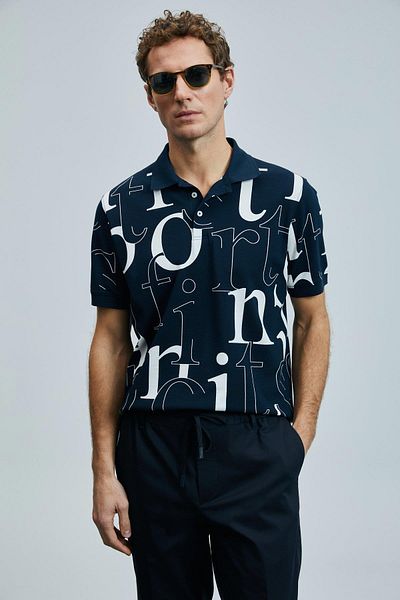 Lufian Ανδρικό μπλουζάκι με γιακά πόλο Diamond Navy Blue (111040219)