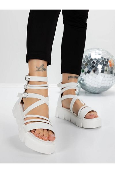 mei Women's Platform Sandals 5HXS16 White | Mei