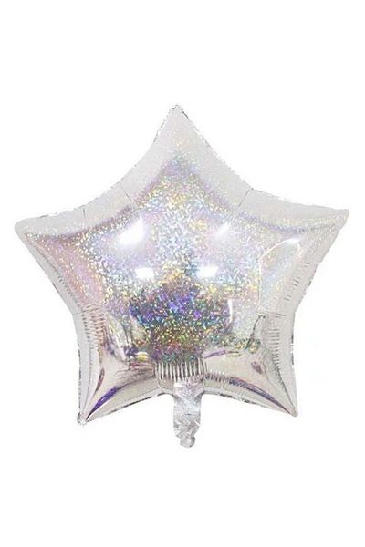OEM Star-shaped Balloon, Holographic Effect, 55 cm, Silver