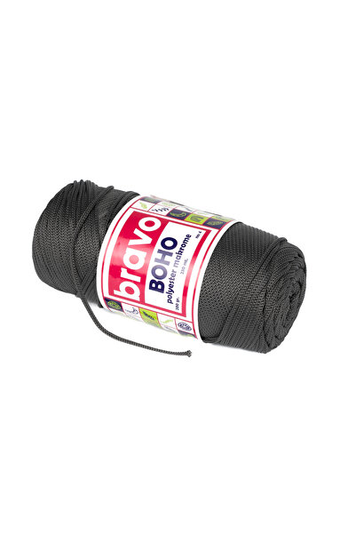 Bravo Νήματα μακραμέ από πολυεστέρα Boho 2 mm 200 gr 230 μέτρα Νο: 4 (Κωδικός χρώματος: 67) Σκούρο Γκρι