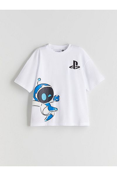 LC Waikiki White Comfortable Fit Playstation Printed Boys' T-Shirt