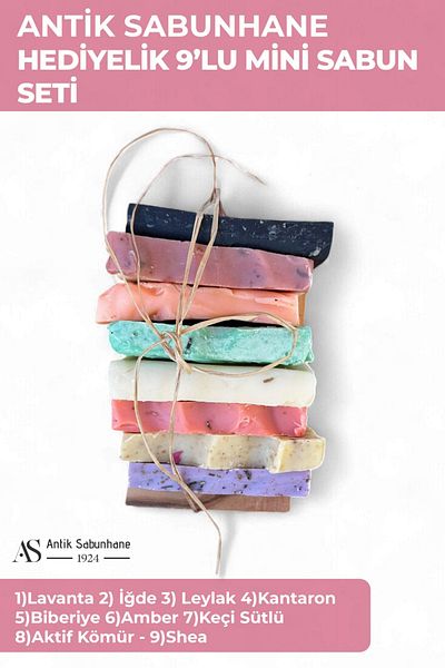 AS ANTİK SABUNHANE 1924 9-Piece Mini Soap Set – 9 Different Facets of Naturalness