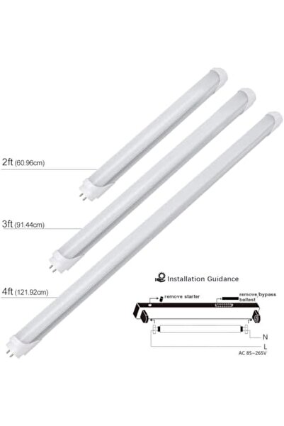 Yuwell YU WELL LED bulb T8 led Light Tube Rod 2FT 900Lumens 9W AC85-265V Lighting Tube 4 Pack (6000K)