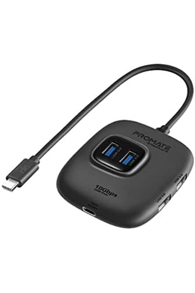 Promate موزع USB-C™ إلى USB، موزع USB-C™ متعدد المنافذ متميز مع محول USB-A قابل للإزالة