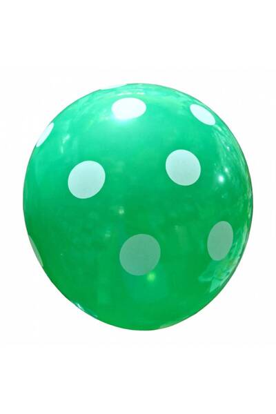OEM Set 5 latex balloons, 35 cm, green with white dots