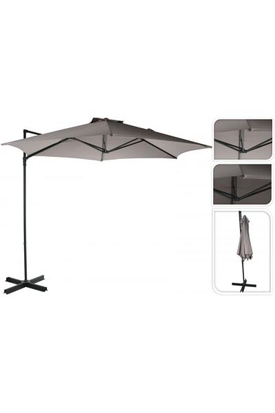 Koopman Garden Suspension Umbrella, Side Arm Model, Rotating Design, Gray
