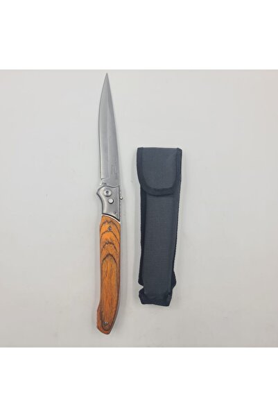 dalimag Automatic Knife with Quick Button Opening, 31 cm, Silver with Wooden Handle