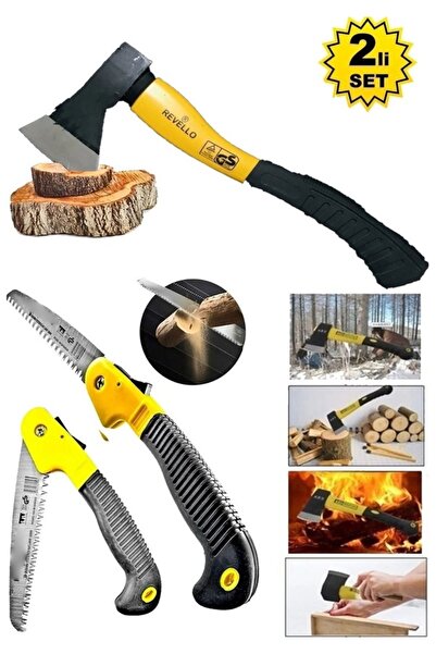 COMBAT Fiber Saplı Balta Nacak Kamp Odun Kesme Katlanır Budama Testeresi El Testeresi 2'li set