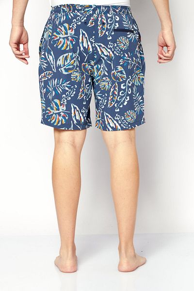 Kirkland Signature Men Allover Print Drawstring Board Short, Slate Blue Combo
