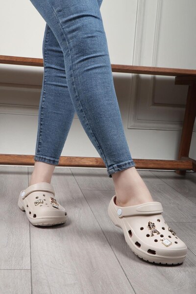 stilfest Daily Orthopedic Stoned Accessory Ecru Beach Slippers Women's Slippers