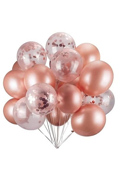 OLMA Buchet 10 baloane latex cu confetti Magic Gold, 12 inch