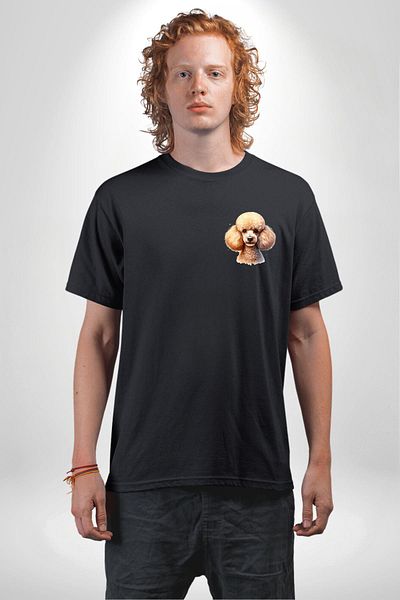 Angemiel Clever Popular Poodle Dog Friendly Black Oversize Women's Men's Front Minimal Printed T-Shirt