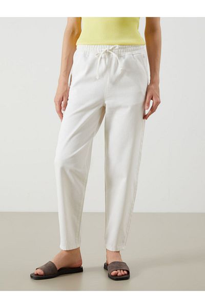 LC Waikiki Jeans White Elastic Waist Mom Fit Women's Jean Pants