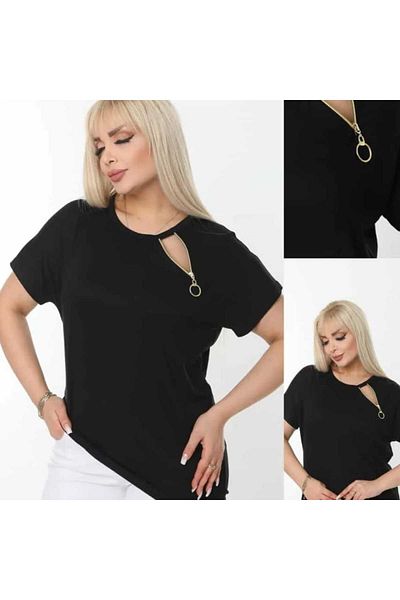 BİrHoşButik Plus Size Full Lycra Imported Viscosa Fabric Non-Sweating Summer Round Neck Bat Sleeve T-Shirt