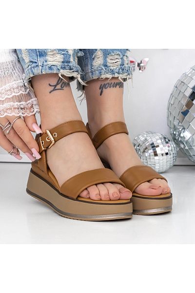 mei Sandale Dama cu Platforma 3GZ60 Maro deschis | Mei