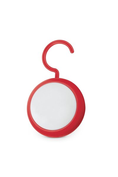 dalimag Lanterna Rotund cu LED si Carlig pentru Camping, din Plastic, 8 cm, Rosu Mat, Dalimag