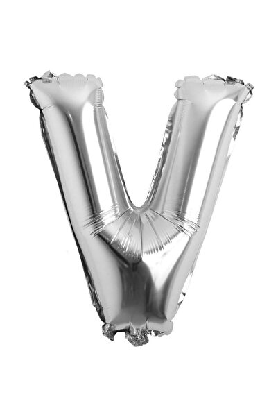 OEM Metalized foil balloon, silver, 80 cm, letter V