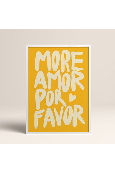 hediyenebak Single Painting Modern Art More Amor Por Favor Framed Poster Painting