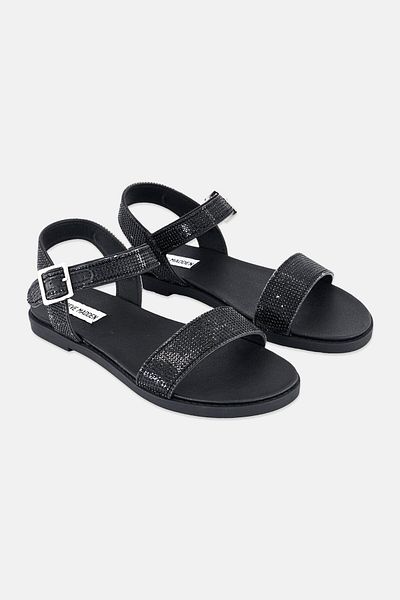 Steve Madden Women Adjustable Buckle Sandal, Black