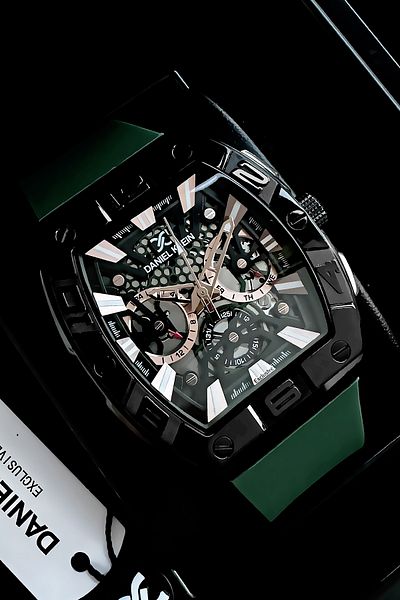 Daniel Klein Exclusive Rectangle Men Wristwatch Waterproof Green Color Silicone Cord Gift Wristband Dke2139C8
