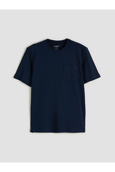 LC Waikiki Navy Blue Crew Neck Combed Cotton Men's T-Shirt