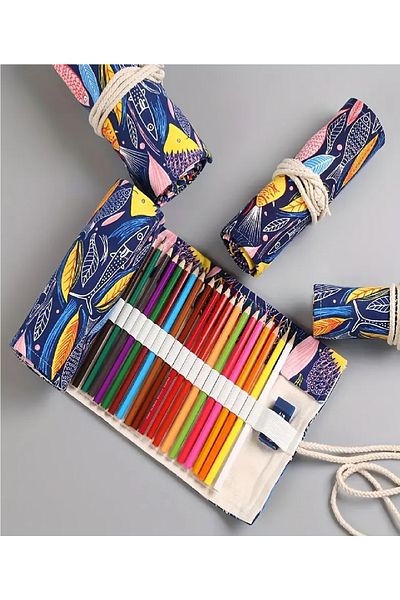BABUN 48 Holes Cloth Fabric Washable Large Wide Capacity Roll Foldable Painter Artist Pen Holder
